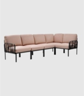 Sofá 5 asientos modular komodo antracite rosa quarzo