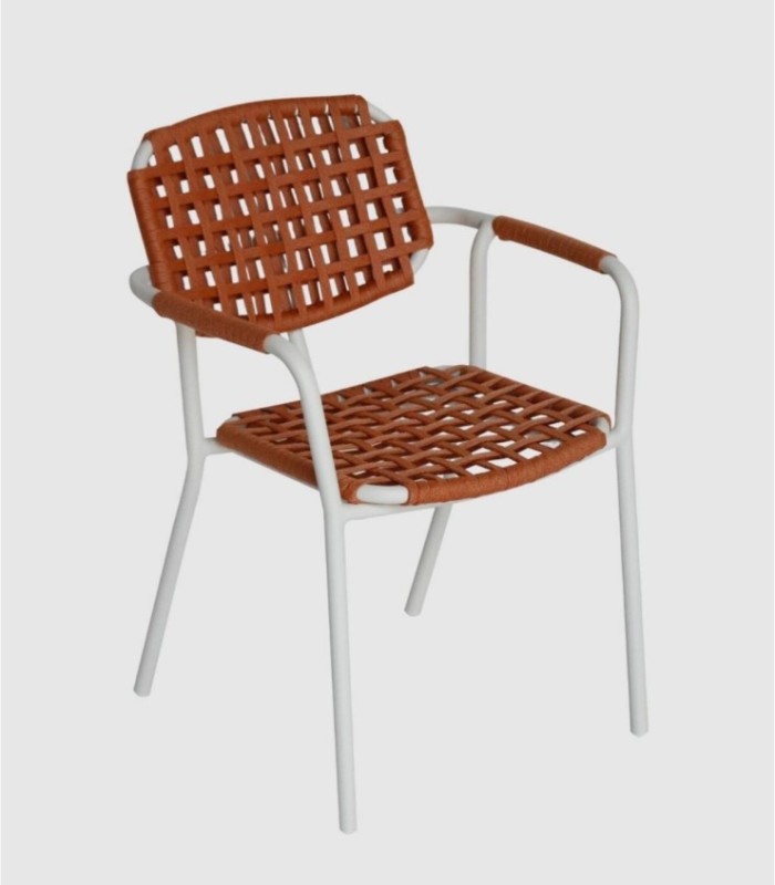 Set of 4 stackable Aosta terracotta chairs