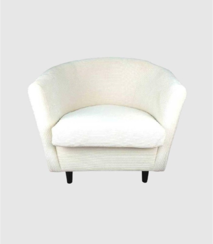 Rounded shell armchair in corduroy