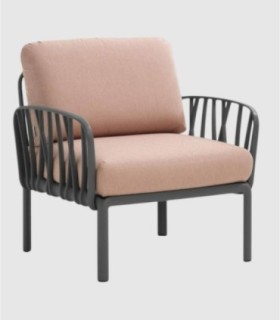 Komodo fauteuil van antraciet en rozenkwarts