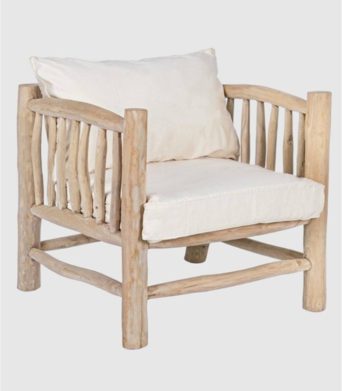 Sahel white wooden armchair