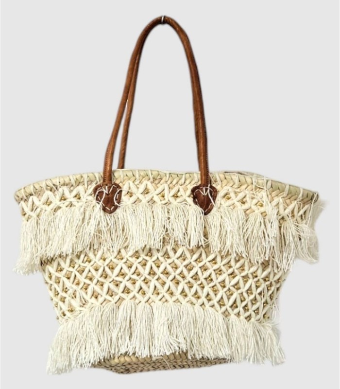 Bolso de Fibras de Palma con Flecos