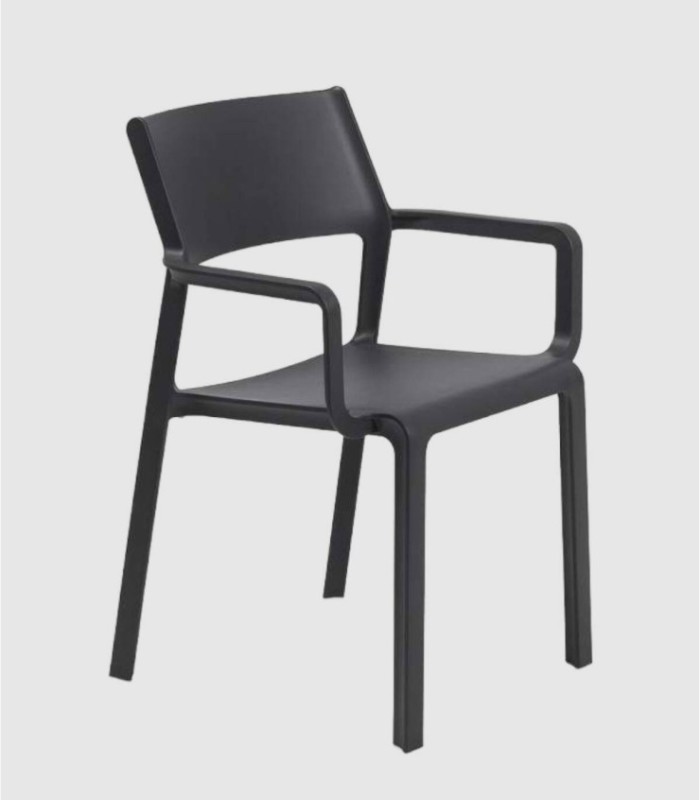 Set 4 stoelen Trill Arms Antraciet