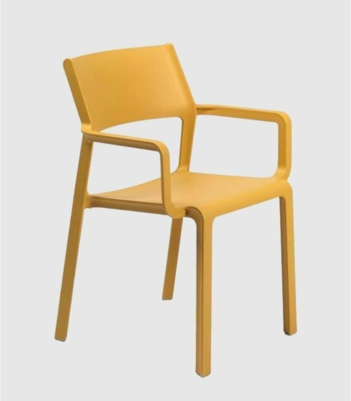 Set van 4 Trill-stoelen met senape-armleuningen