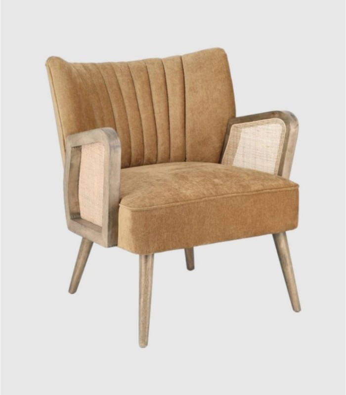 Virna mosterd gestoffeerde fauteuil