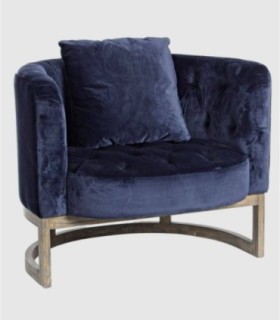 Blauwe fauteuil met Midway kussen