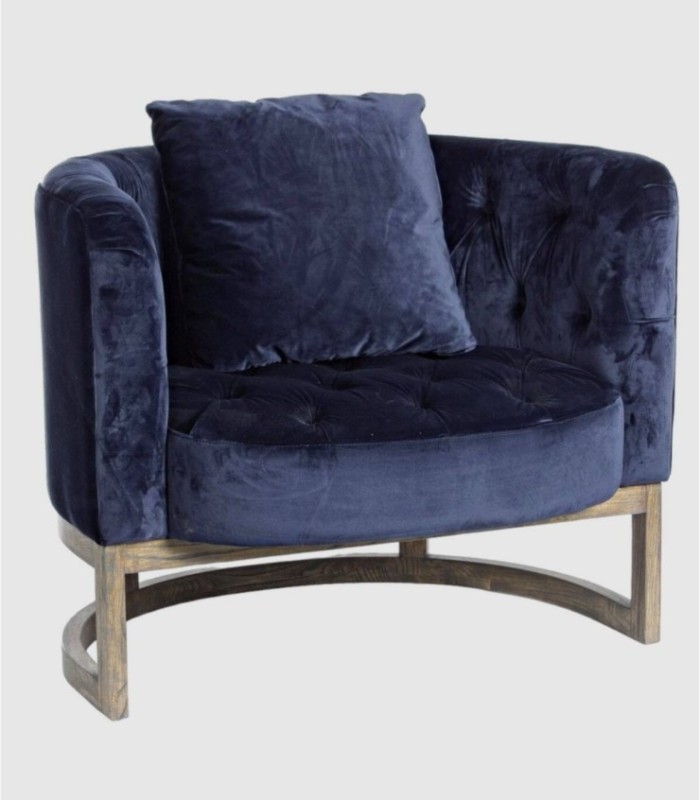 Blauwe fauteuil met Midway kussen