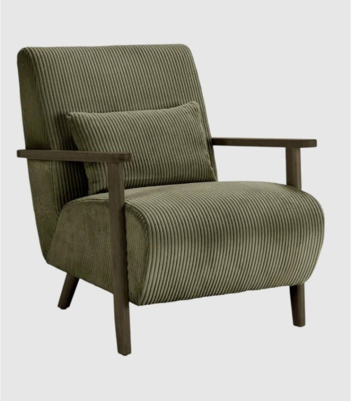 Roze fauteuil, walnootgroen