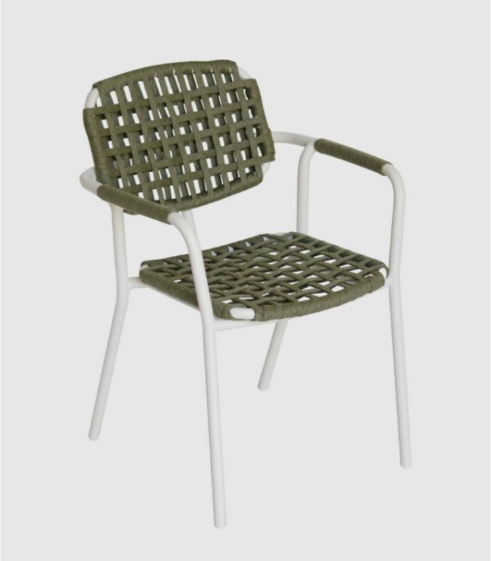 Set of 4 stackable Aosta green chairs