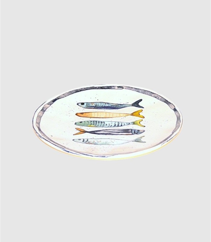 Plato llano con dibujos de pescados pequeño