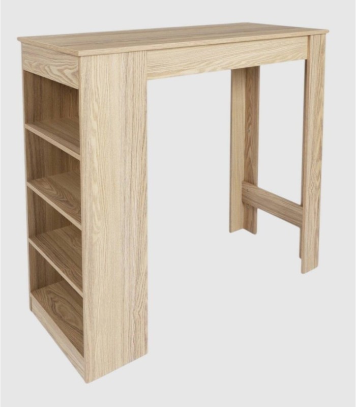 Hoge bartafel met 4 planken, houtkleur