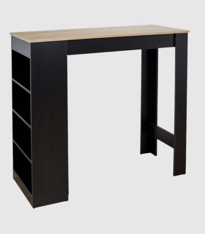Black high bar table with 4 shelves