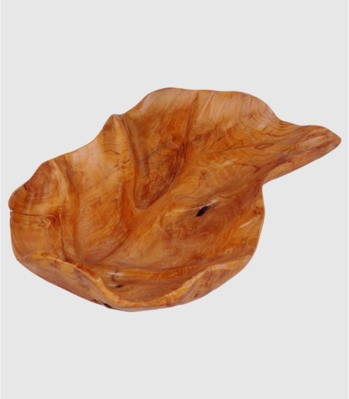 Houten kom in de vorm van een blad