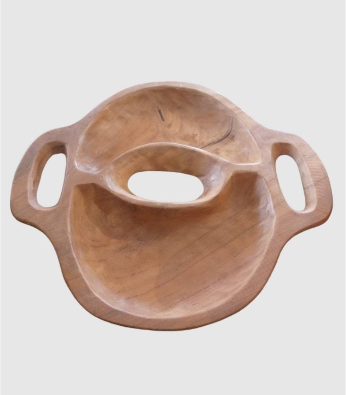 Houten serveerschaal met handvatten