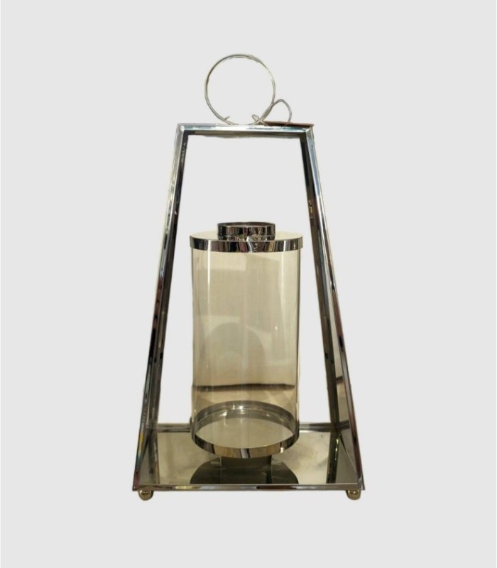 large silver crystal candle holder