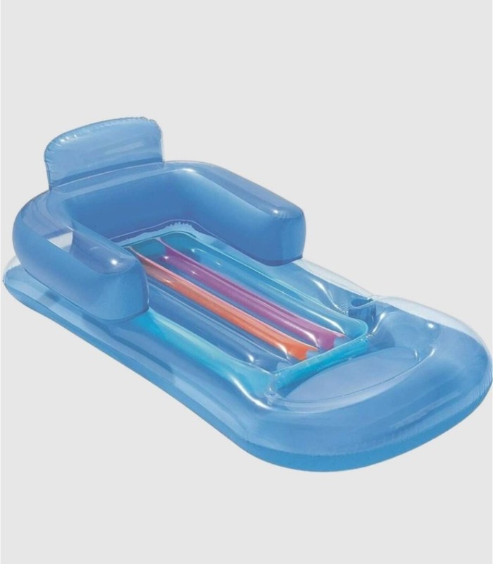 Inflatable mattress with blue backrest