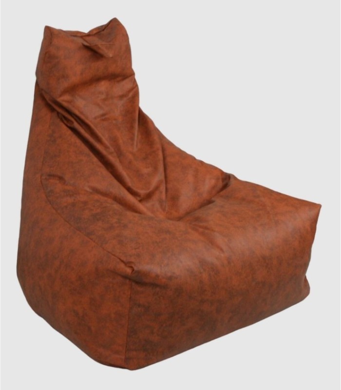 Puska brown leather pouffe