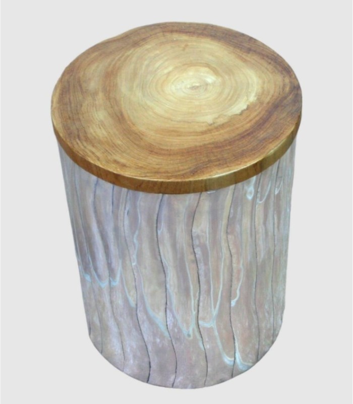 Striped aluminum stool with lid