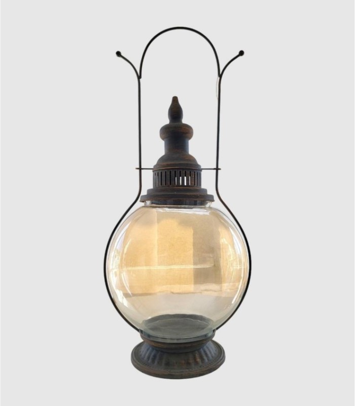 Lantern metal glass matte copper