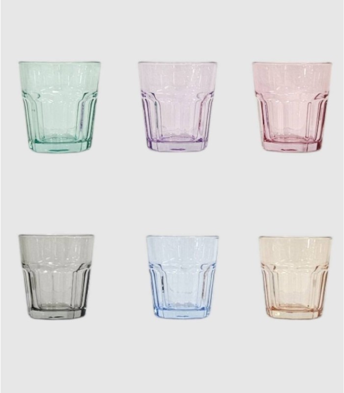 Set van 6 pastelkleurige waterglazen