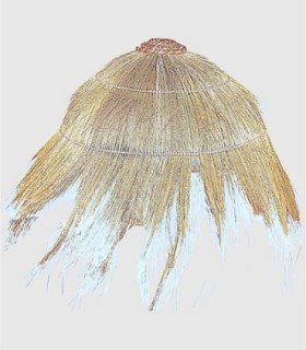 Kleine natuurlijke lamp met kokosnootfranjes