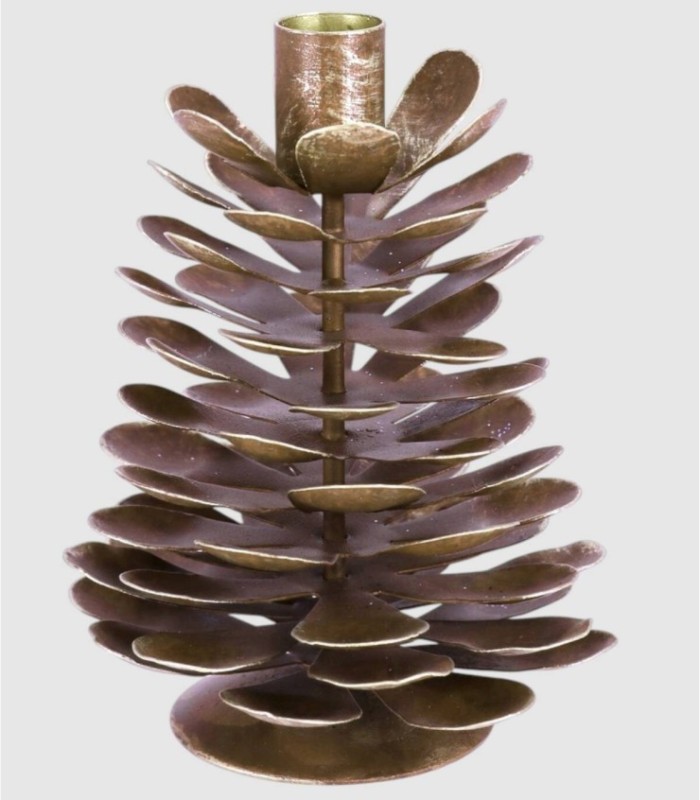 Candelabro piña marrón grande