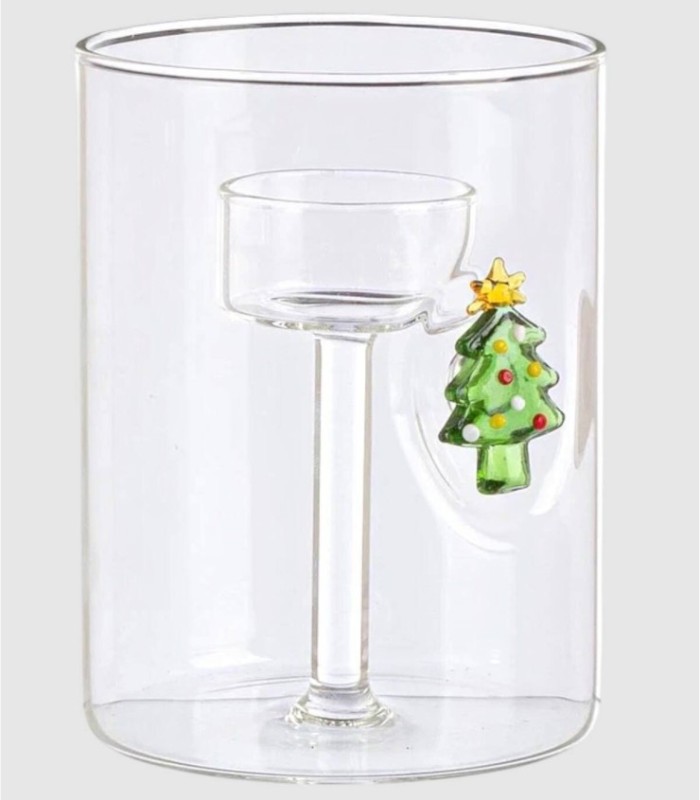 Portavelas cristal figura pino