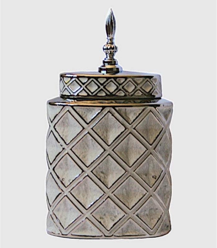 Small white silver jar