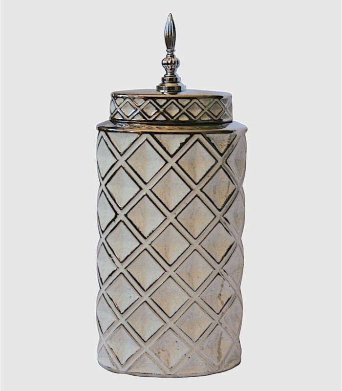 Tibor plateado blanco grande