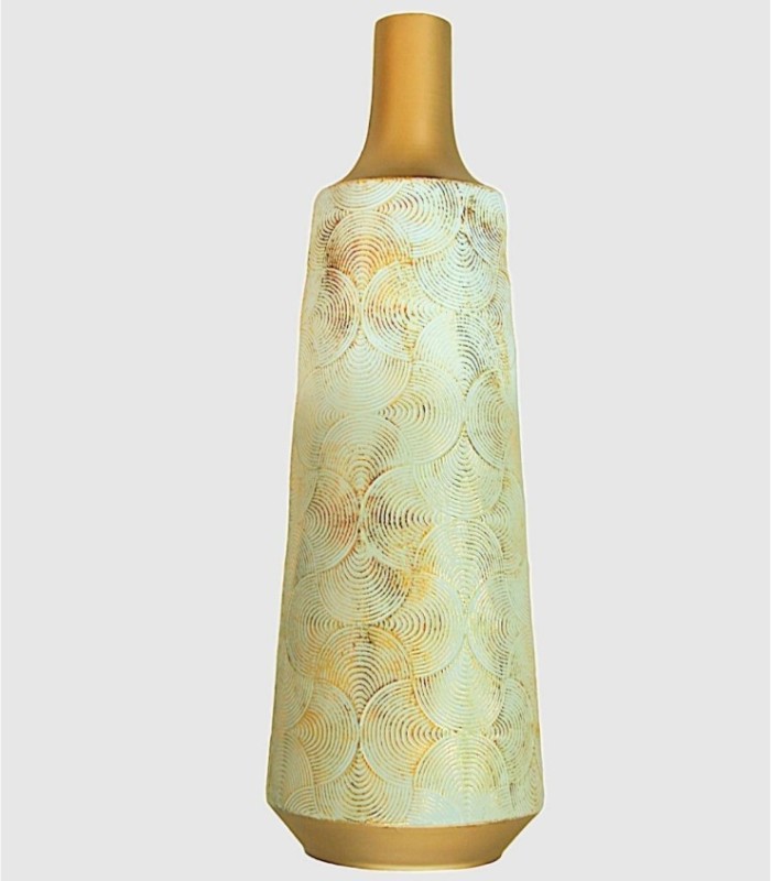 Large white gold metal vase