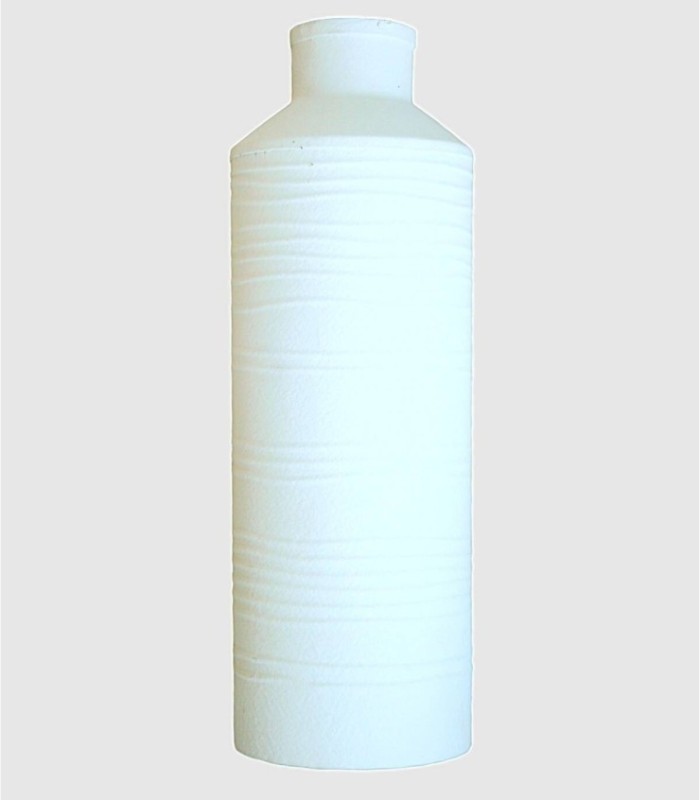 Large sand-colored white metal vase