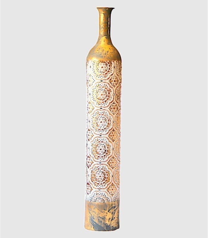 Grey openwork metal vase