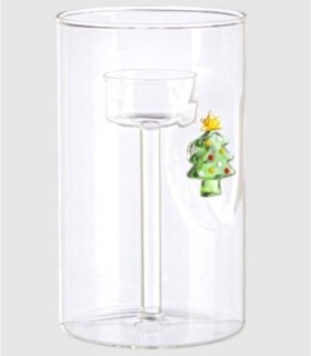 Portavelas cristal figura pino grande