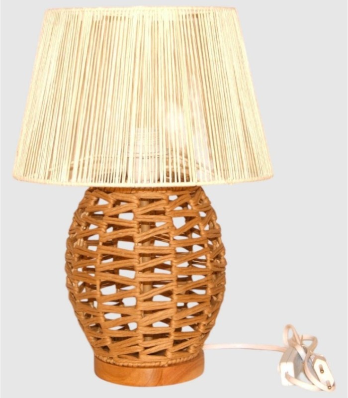 Beige touwlamp met witte kap