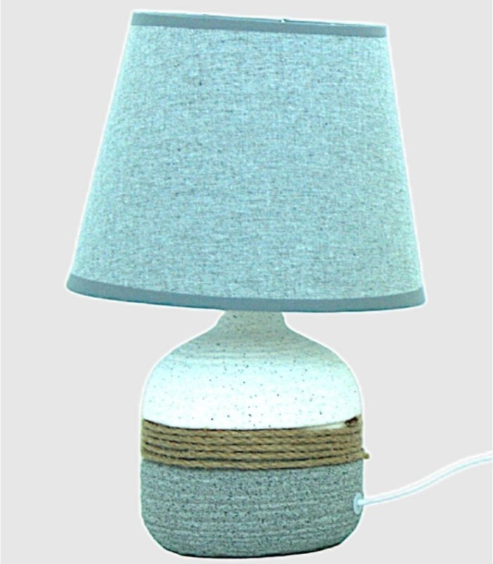 gray ceramic lamp with rope