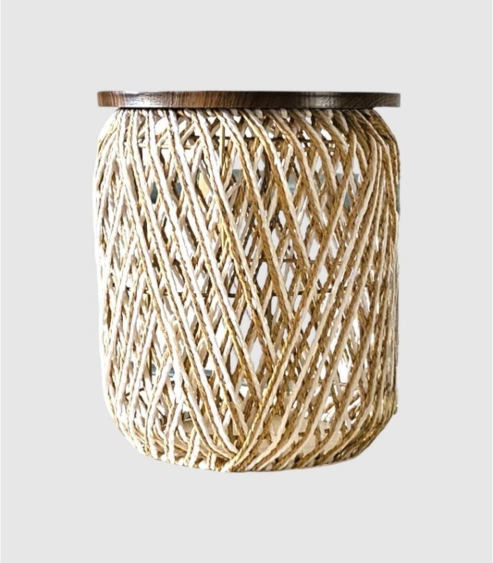 Small Round Rope Table with Wooden Top