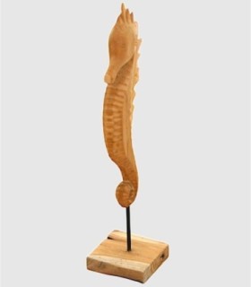 Handgemaakte houten zeepaardjesdecoratie.