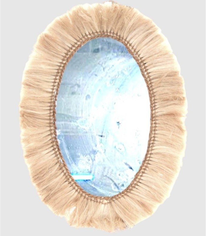 Oval Mirror with Natural Fringe