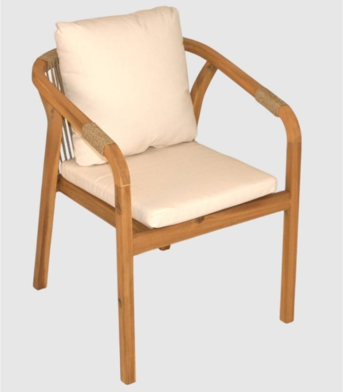 Set van 2 stoelen van acaciahout met touwbekleding