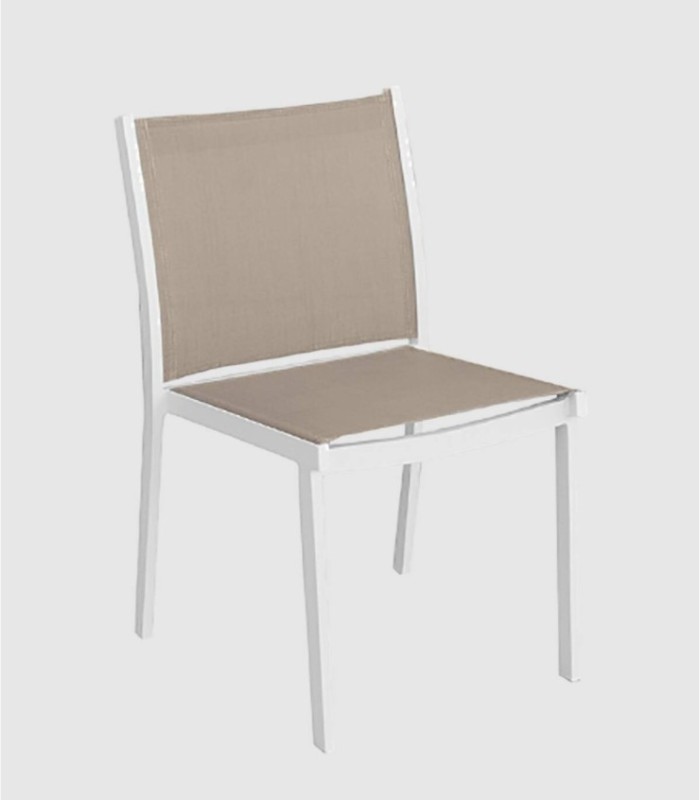Panama aluminium stoel, wit en beige