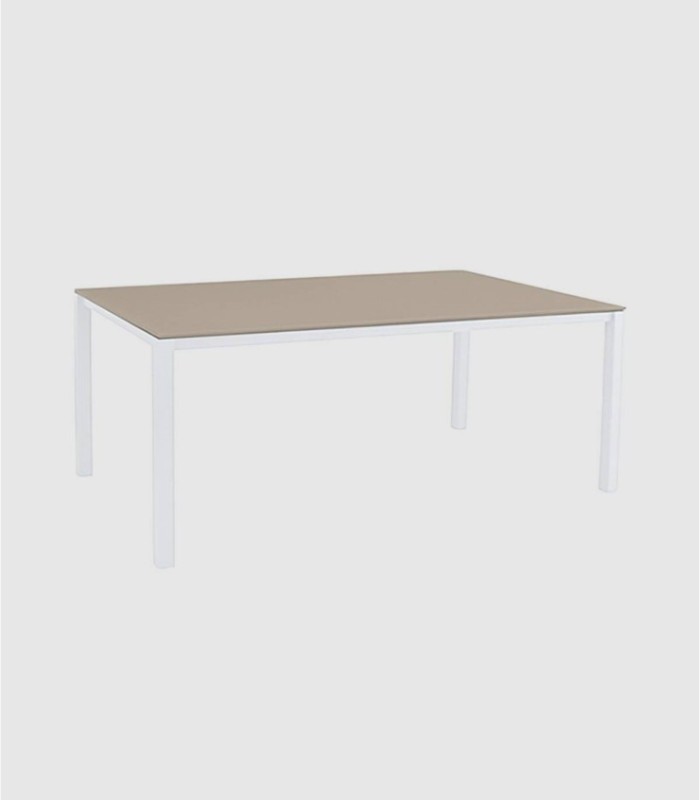 Large glass table, white and beige