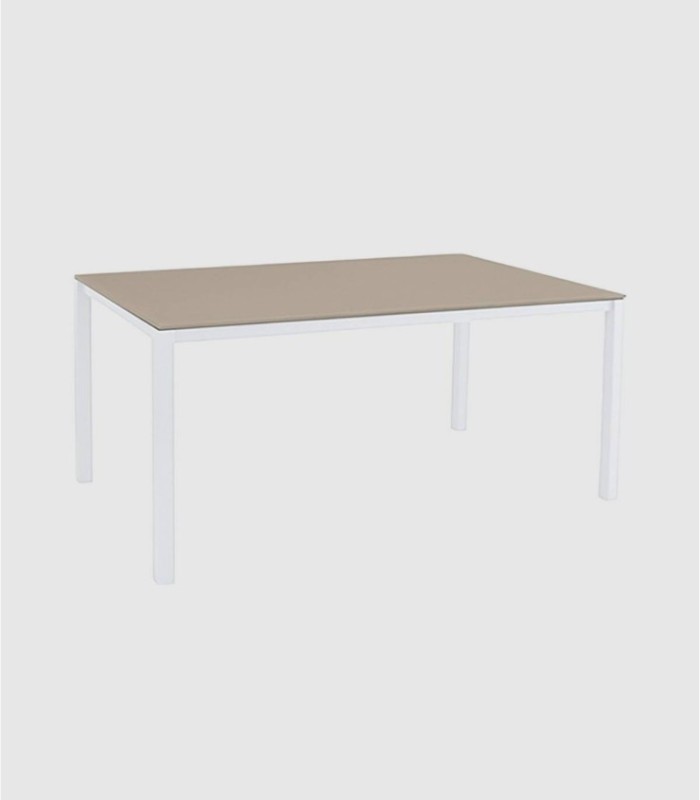 Medium glass table, white beige