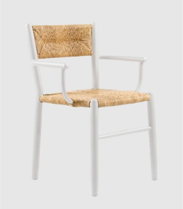 Stipa witte houten fauteuil met armleuningen