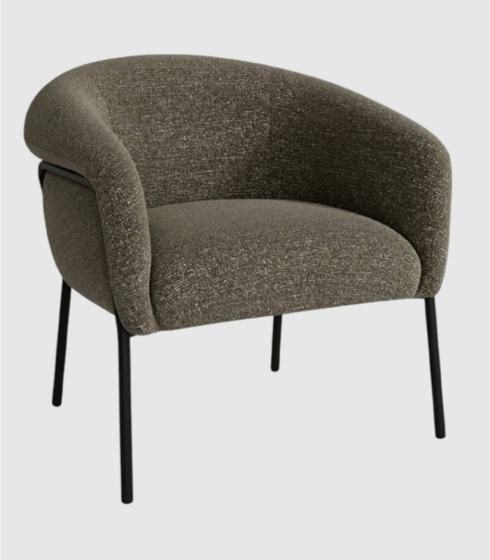Roze gestoffeerde fauteuil, antraciet