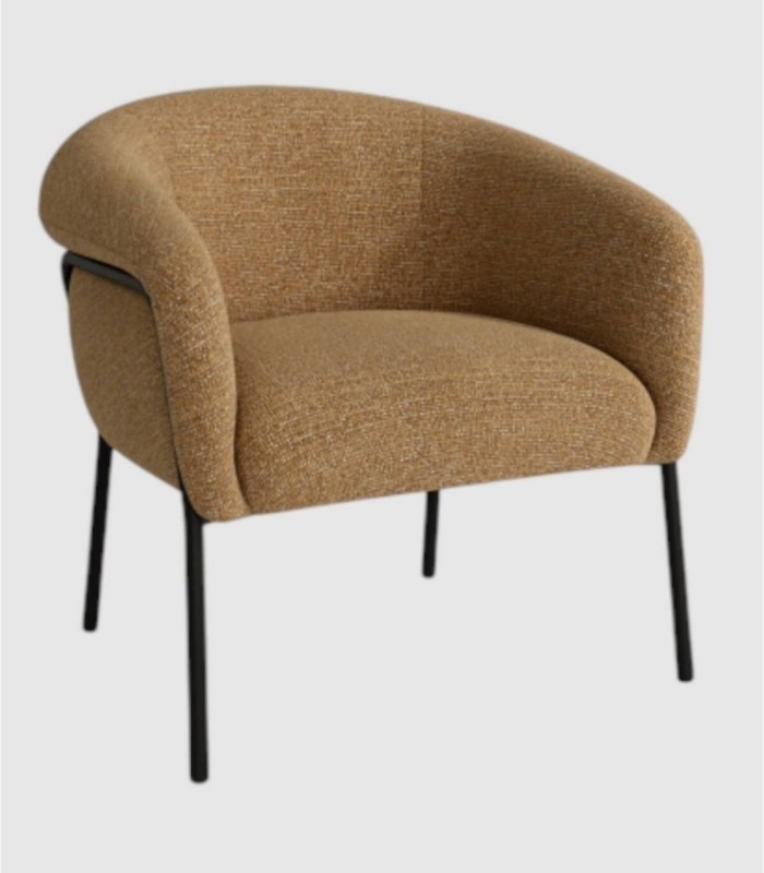 Roze okerkleurige gestoffeerde fauteuil