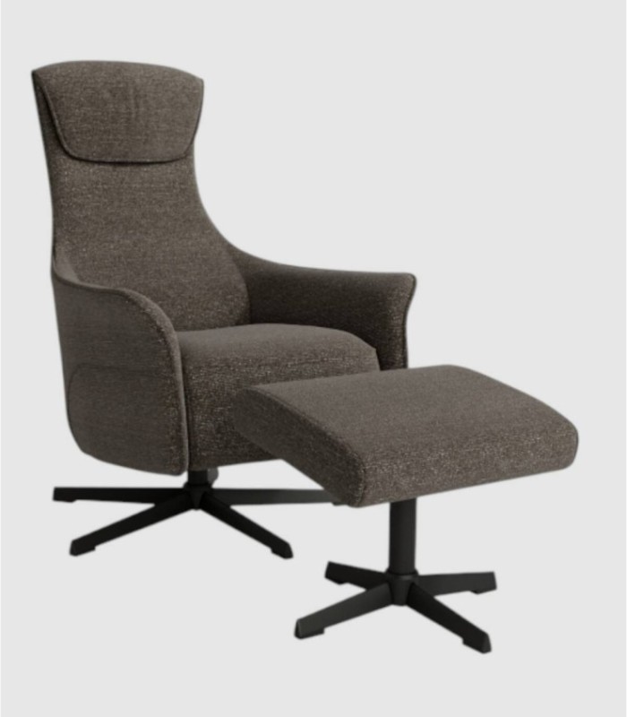Butaca relax manual con ottoman Kiara antracita