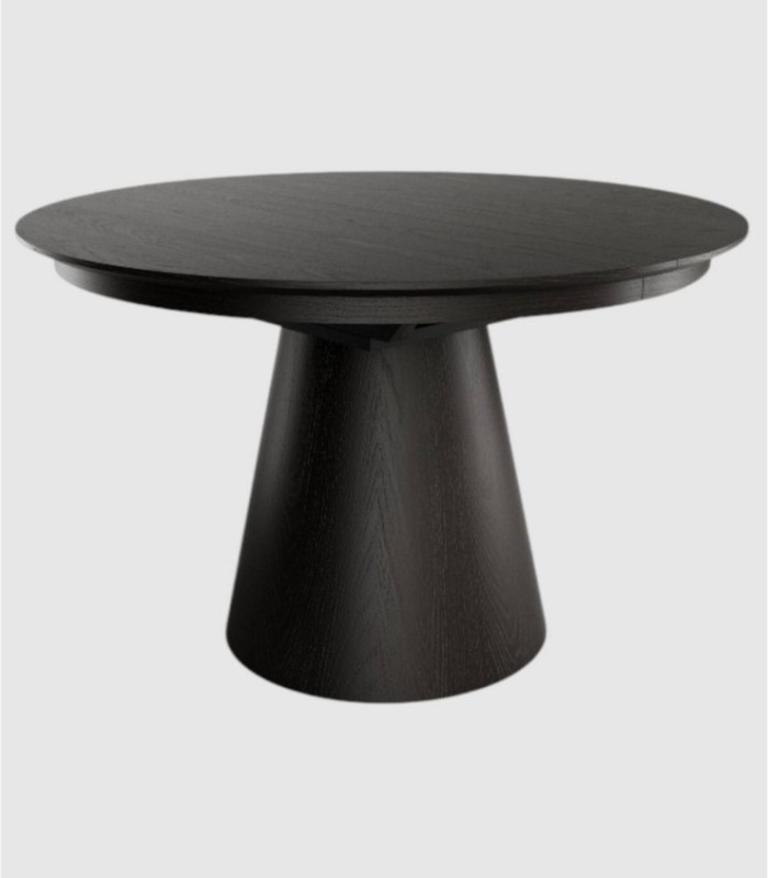 Namib zwart eiken ronde uitschuifbare tafel