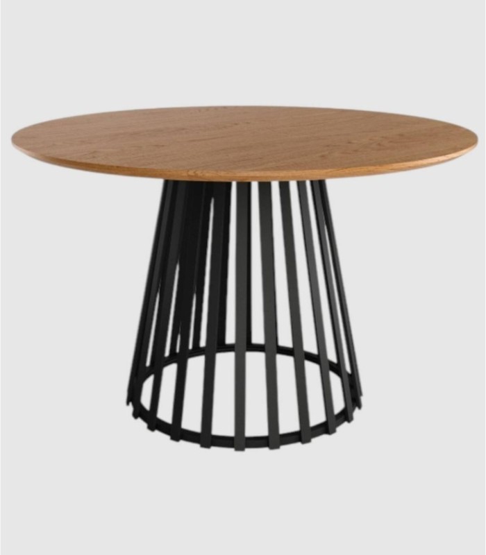Ronde Sahara-tafel in zwart naturel eikenhout