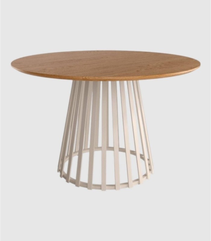 Sahara round table in ivory and natural oak
