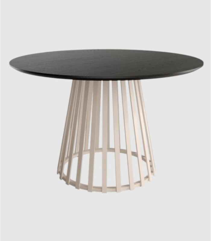Sahara round table in ivory and black oak